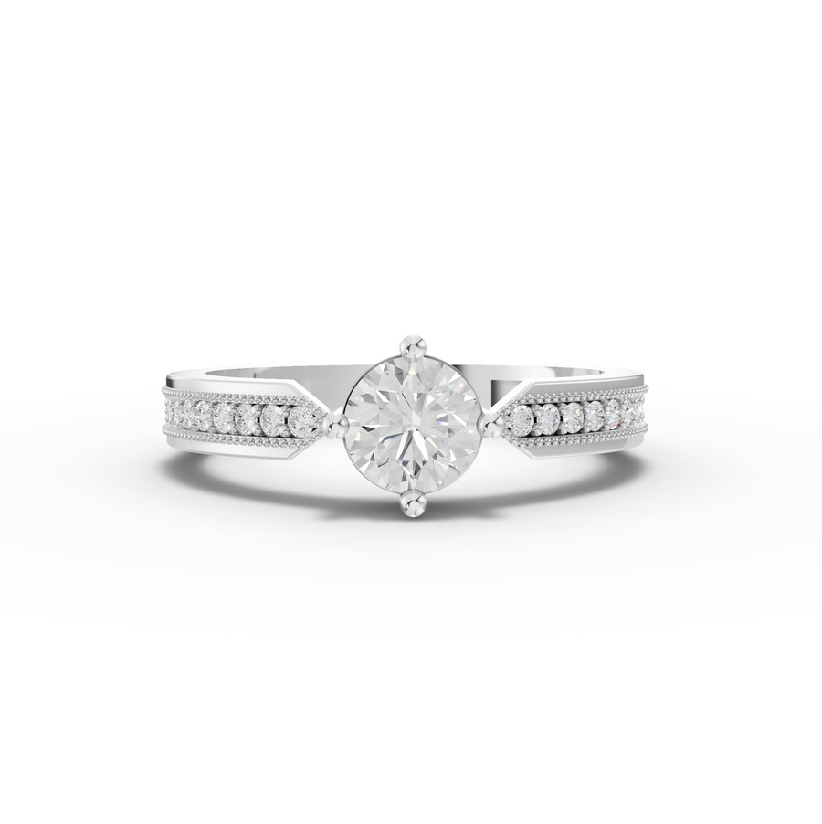 0.62 Ct Round Solitaire Lab Diamond with Channel Pavé Band 0.50 Ct Center