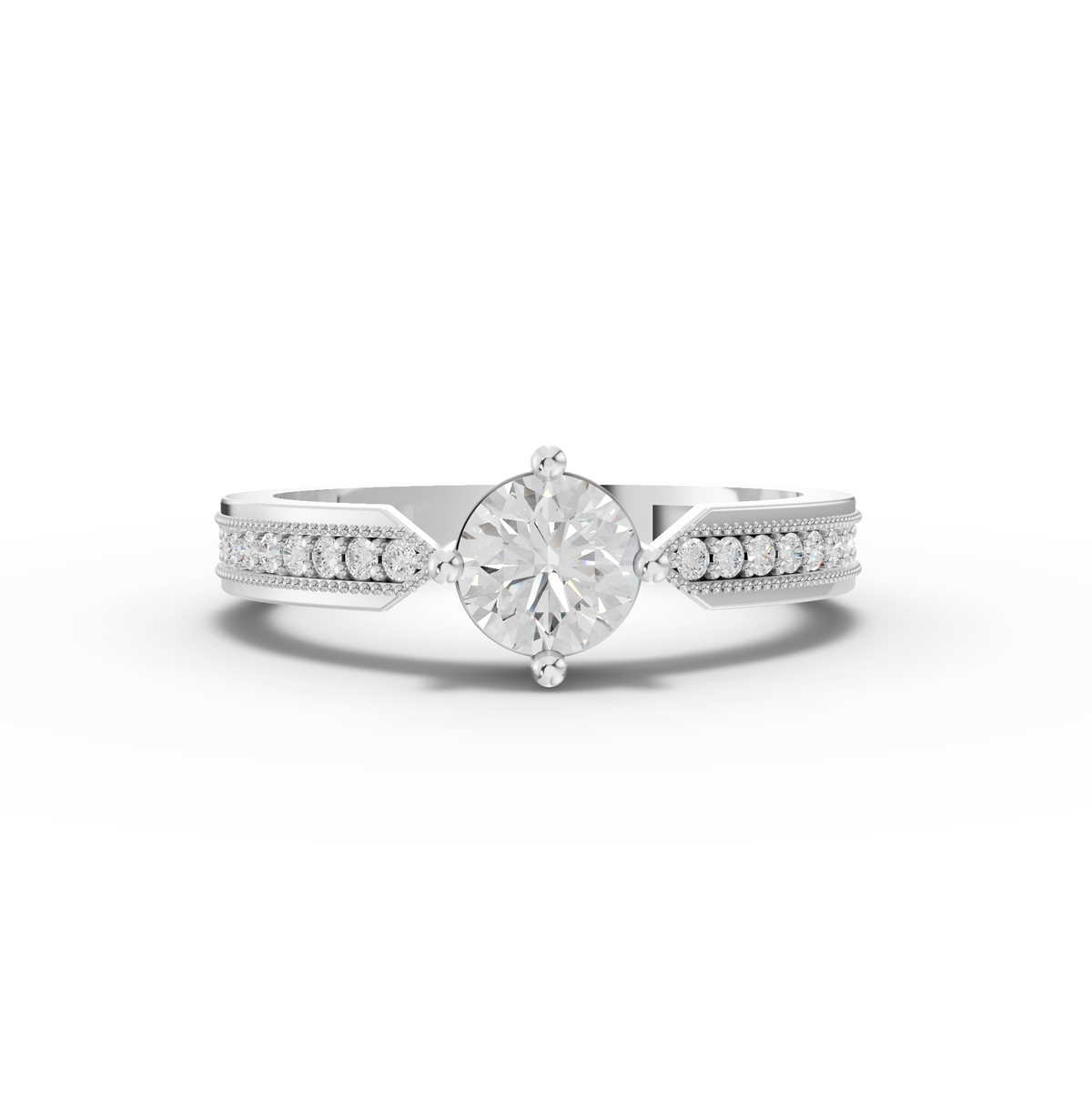 0.62 Ct Round Solitaire Lab Diamond with Channel Pavé Band 0.50 Ct Center