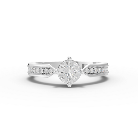 0.62 Ct Round Solitaire Lab Diamond with Channel Pavé Band 0.50 Ct Center