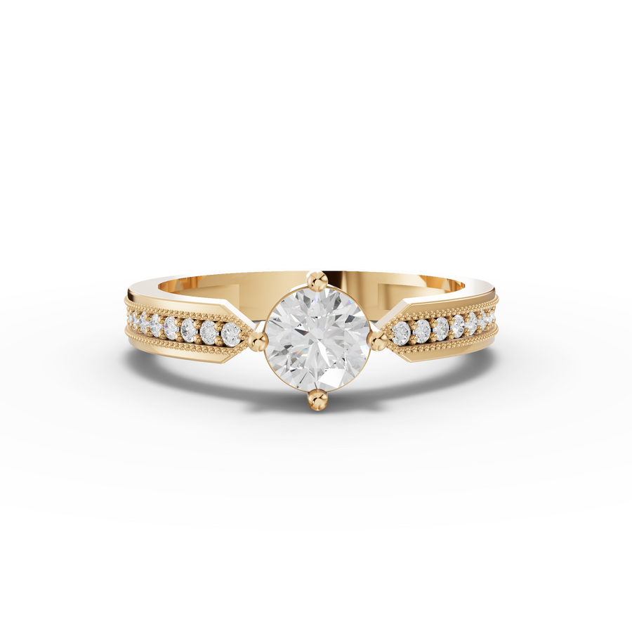 0.62 Ct Round Solitaire Lab Diamond with Channel Pavé Band 0.50 Ct Center