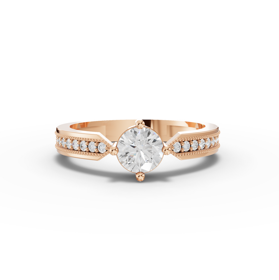 0.62 Ct Round Solitaire Lab Diamond with Channel Pavé Band 0.50 Ct Center