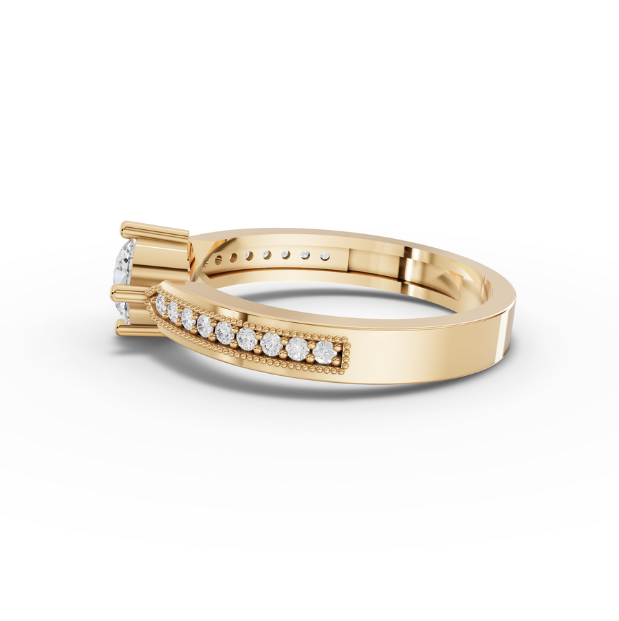 0.62 Ct Round Solitaire Lab Diamond with Channel Pavé Band 0.50 Ct Center