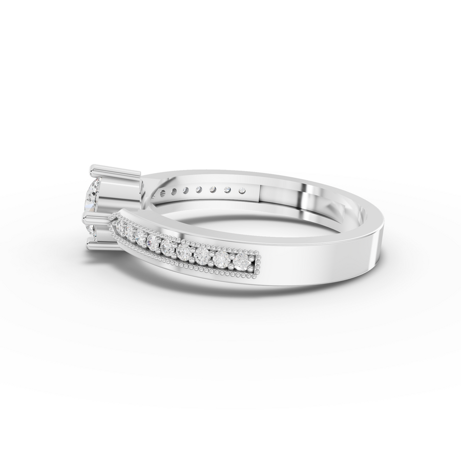 0.62 Ct Round Solitaire Lab Diamond with Channel Pavé Band 0.50 Ct Center