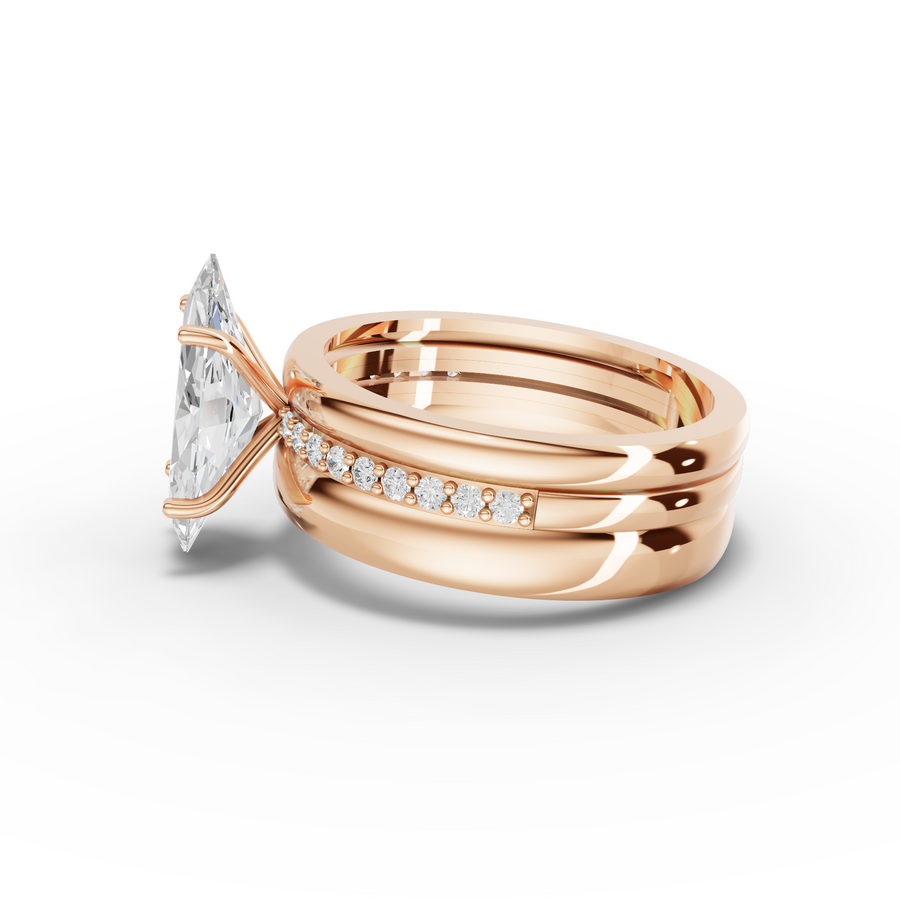 2.18 Ct Marquise Lab Diamond Wide Band Ring with Accent Band 2.00 Ct Center