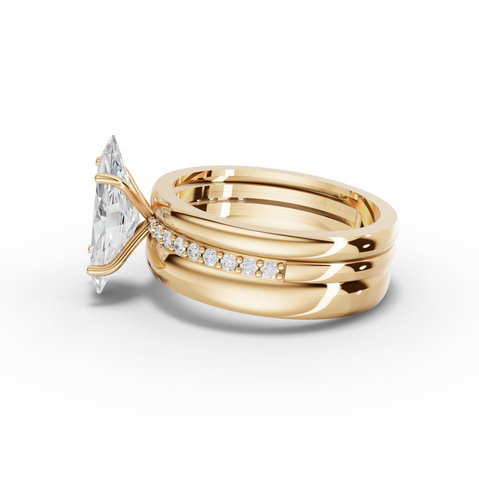 2.18 Ct Marquise Lab Diamond Wide Band Ring with Accent Band 2.00 Ct Center