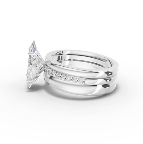 2.18 Ct Marquise Lab Diamond Wide Band Ring with Accent Band 2.00 Ct Center
