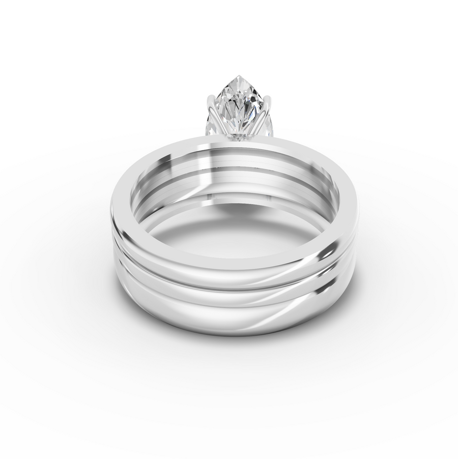 2.18 Ct Marquise Lab Diamond Wide Band Ring with Accent Band 2.00 Ct Center