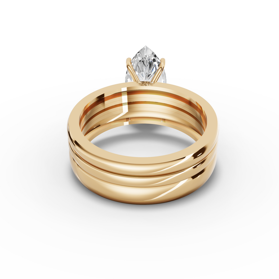 2.18 Ct Marquise Lab Diamond Wide Band Ring with Accent Band 2.00 Ct Center