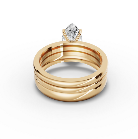 2.18 Ct Marquise Lab Diamond Wide Band Ring with Accent Band 2.00 Ct Center