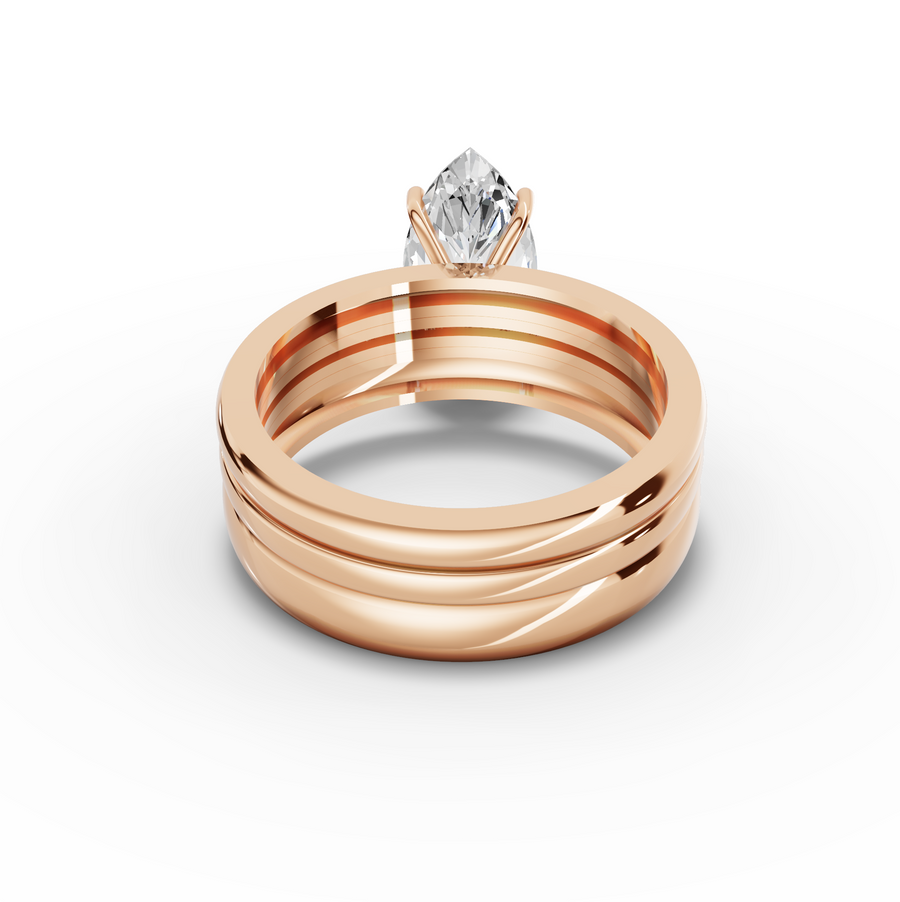 2.18 Ct Marquise Lab Diamond Wide Band Ring with Accent Band 2.00 Ct Center