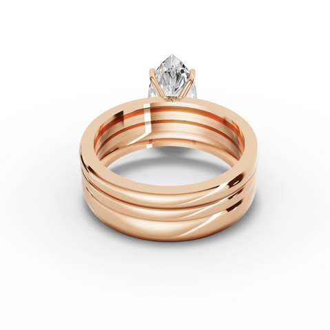 2.18 Ct Marquise Lab Diamond Wide Band Ring with Accent Band 2.00 Ct Center