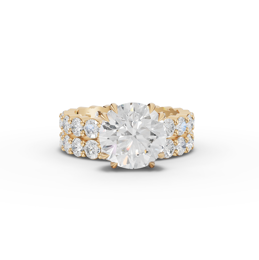 6.97 Ct Round Lab Diamond Full Eternity Ring with Hidden Halo 3.00 Ct Center