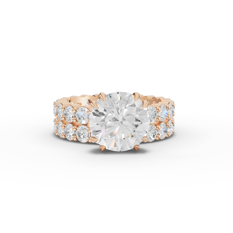 6.97 Ct Round Lab Diamond Full Eternity Ring with Hidden Halo 3.00 Ct Center
