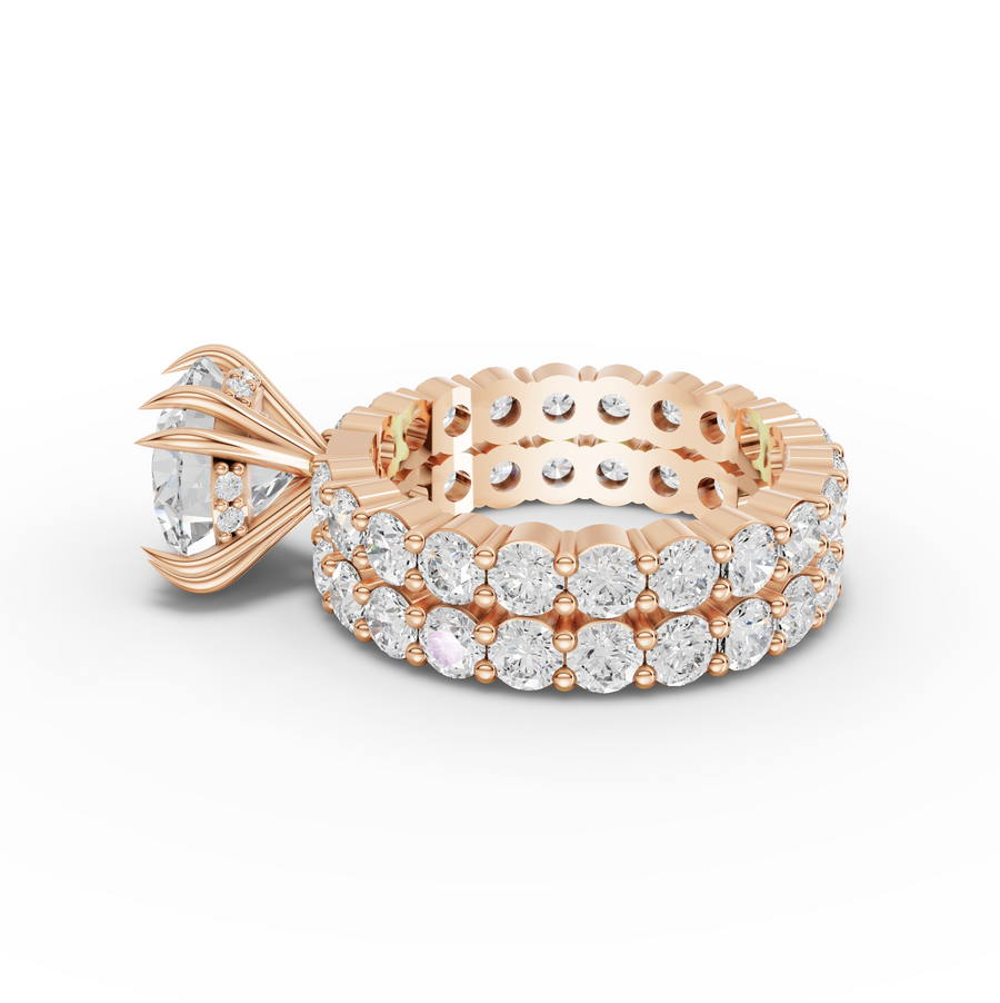 6.97 Ct Round Lab Diamond Full Eternity Ring with Hidden Halo 3.00 Ct Center