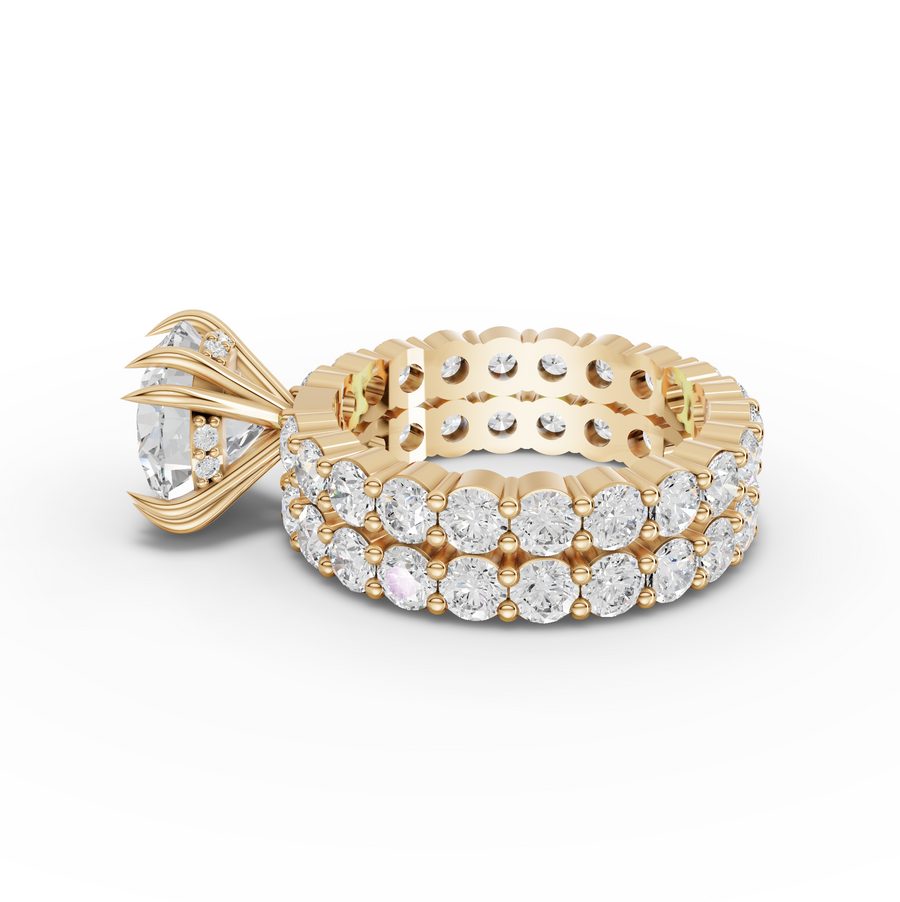 6.97 Ct Round Lab Diamond Full Eternity Ring with Hidden Halo 3.00 Ct Center