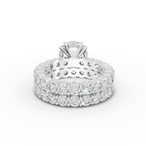 6.97 Ct Round Lab Diamond Full Eternity Ring with Hidden Halo 3.00 Ct Center