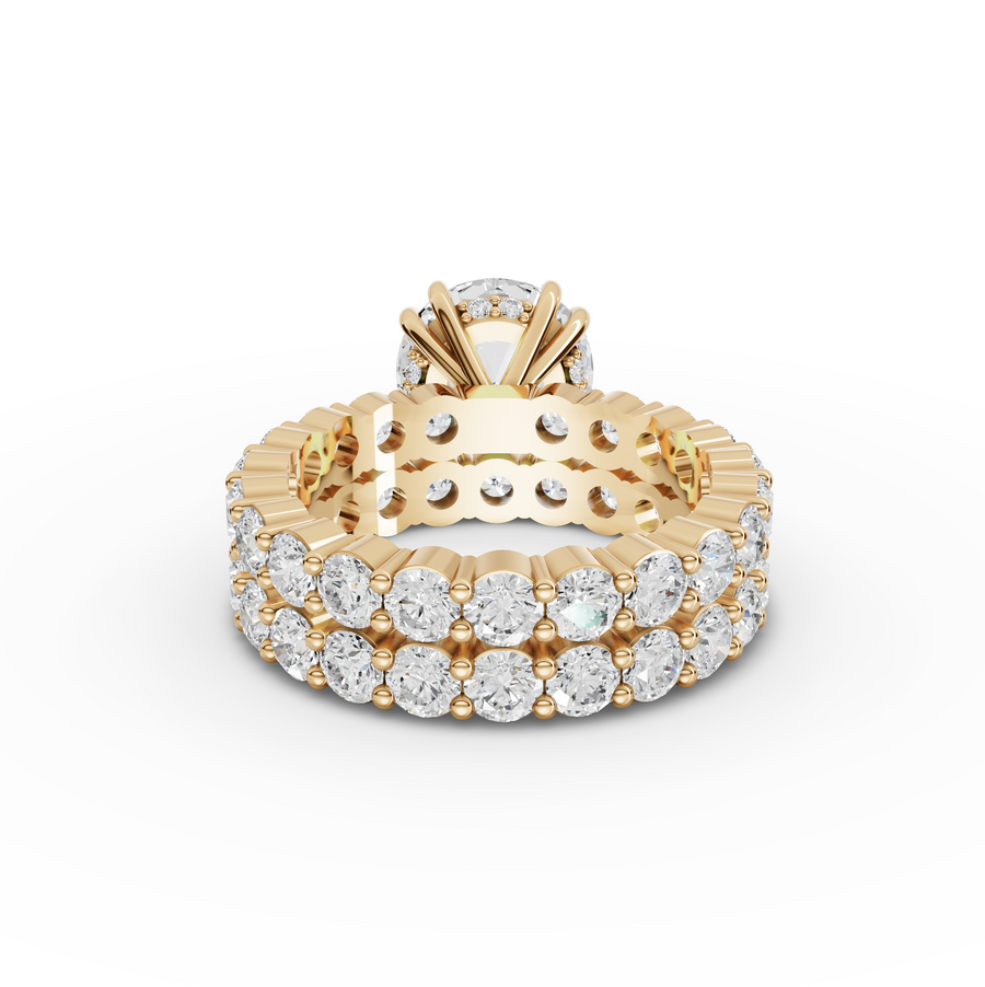6.97 Ct Round Lab Diamond Full Eternity Ring with Hidden Halo 3.00 Ct Center