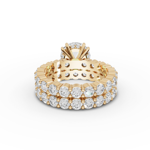 6.97 Ct Round Lab Diamond Full Eternity Ring with Hidden Halo 3.00 Ct Center