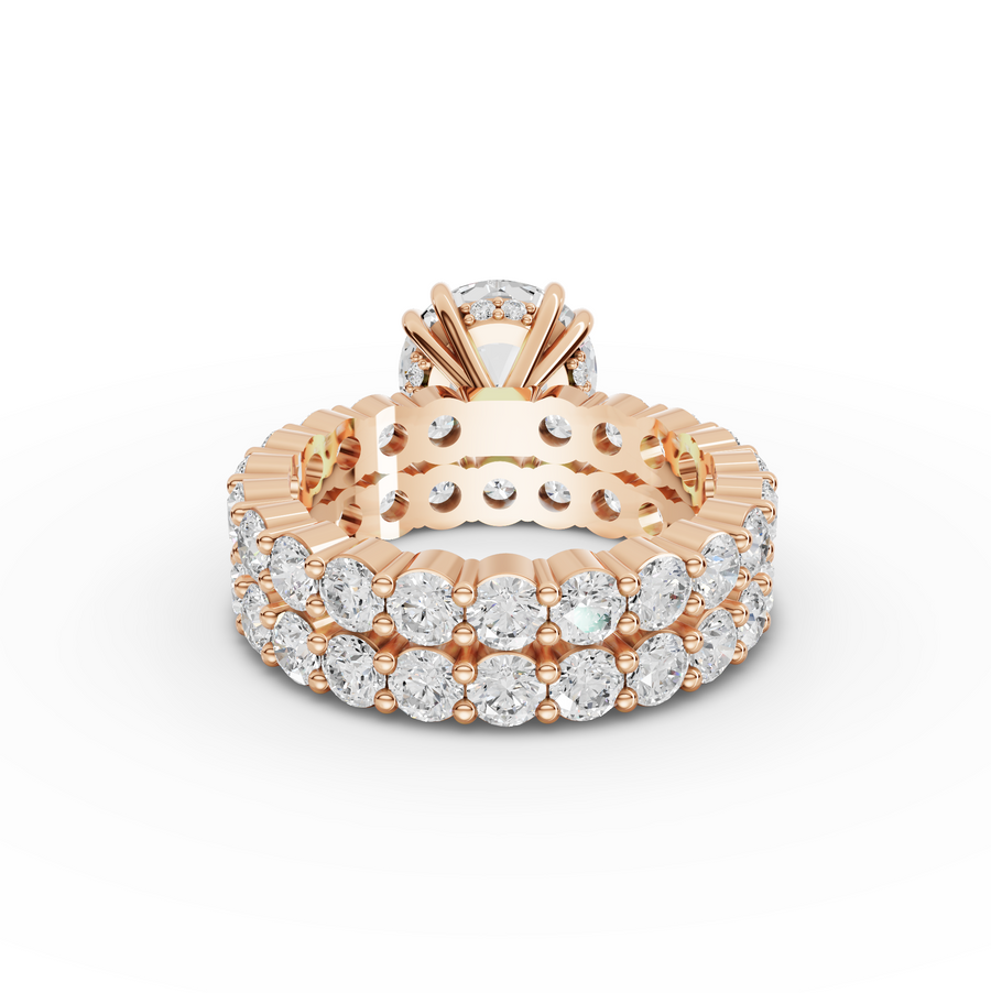 6.97 Ct Round Lab Diamond Full Eternity Ring with Hidden Halo 3.00 Ct Center