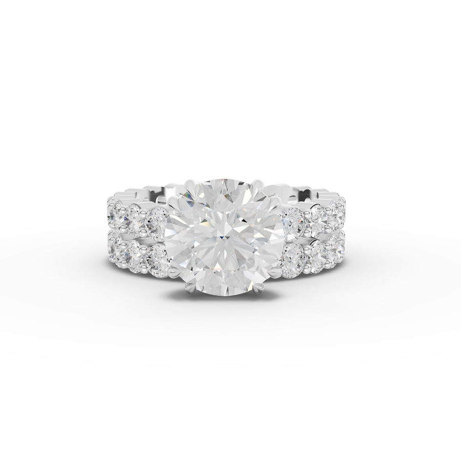 6.97 Ct Round Lab Diamond Full Eternity Ring with Hidden Halo 3.00 Ct Center