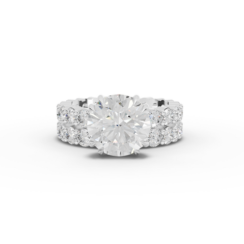 6.97 Ct Round Lab Diamond Full Eternity Ring with Hidden Halo 3.00 Ct Center
