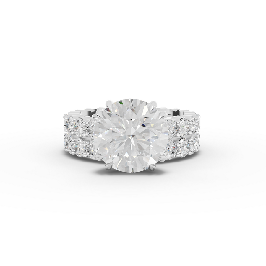 7.97 Ct Round Lab Diamond Full Eternity Ring with Hidden Halo 4.00 Ct Center