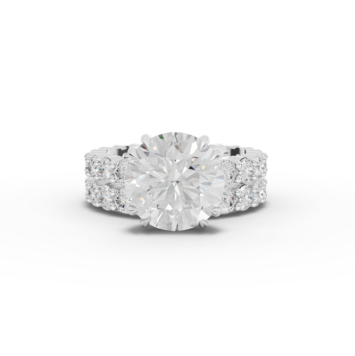 7.97 Ct Round Lab Diamond Full Eternity Ring with Hidden Halo 4.00 Ct Center