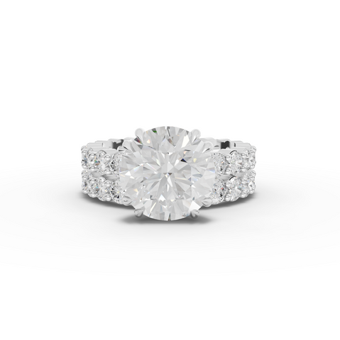 7.97 Ct Round Lab Diamond Full Eternity Ring with Hidden Halo 4.00 Ct Center