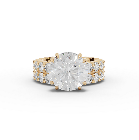 7.97 Ct Round Lab Diamond Full Eternity Ring with Hidden Halo 4.00 Ct Center