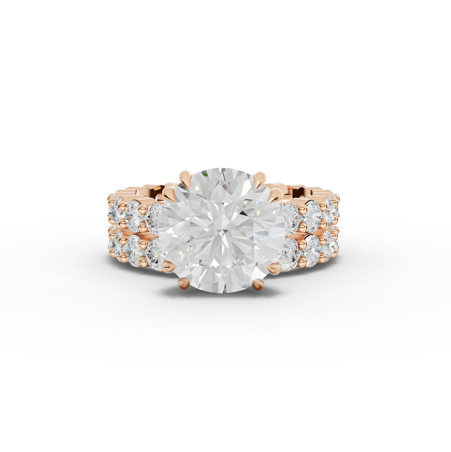 7.97 Ct Round Lab Diamond Full Eternity Ring with Hidden Halo 4.00 Ct Center