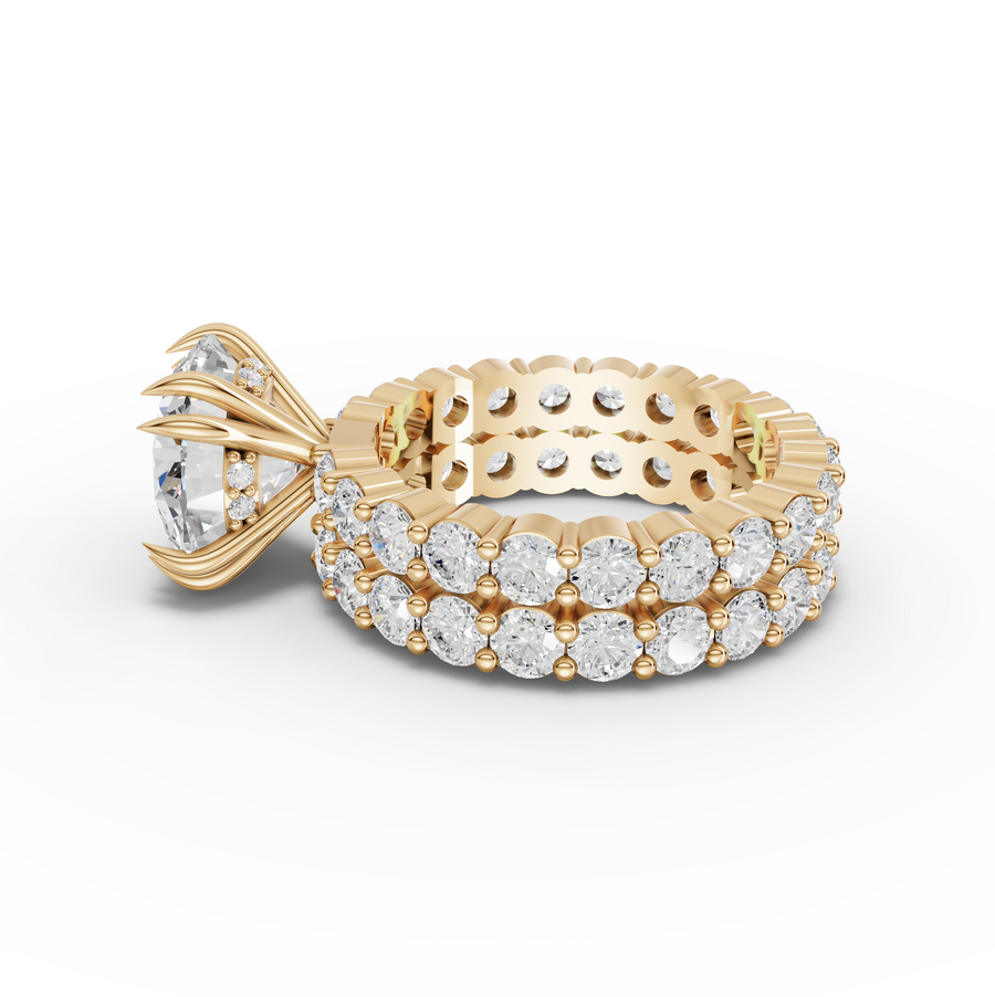 7.97 Ct Round Lab Diamond Full Eternity Ring with Hidden Halo 4.00 Ct Center