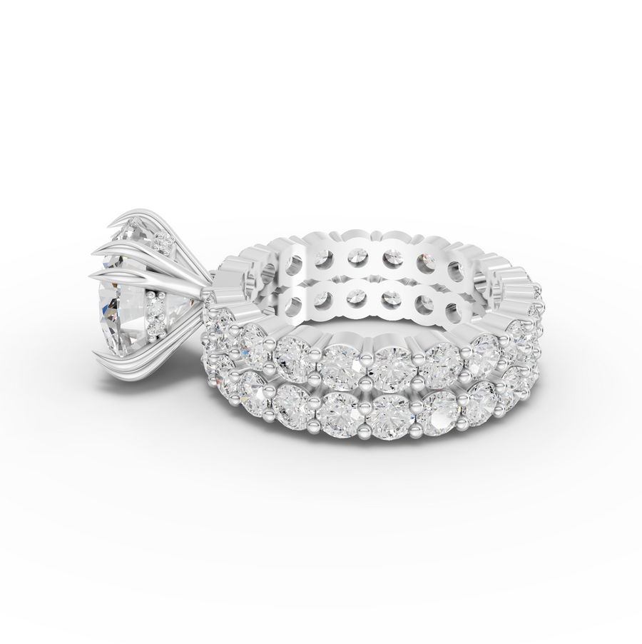 7.97 Ct Round Lab Diamond Full Eternity Ring with Hidden Halo 4.00 Ct Center