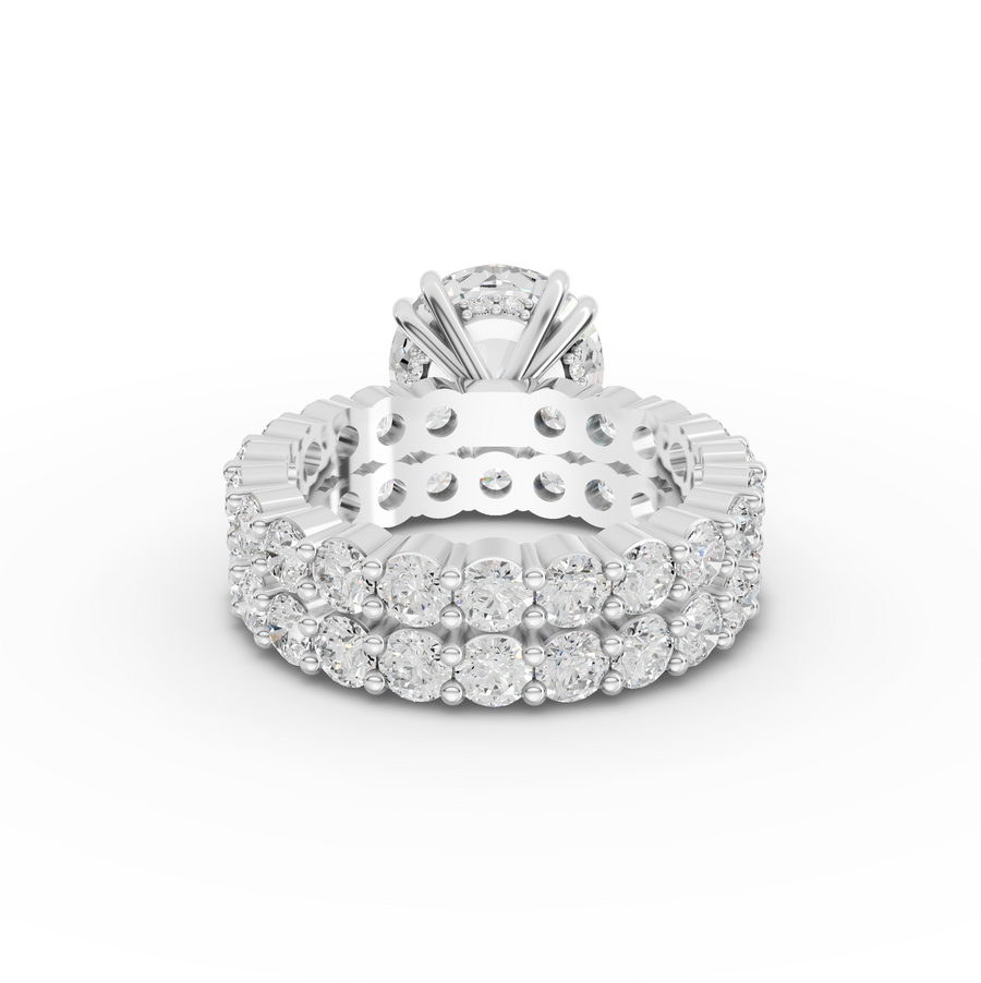 7.97 Ct Round Lab Diamond Full Eternity Ring with Hidden Halo 4.00 Ct Center