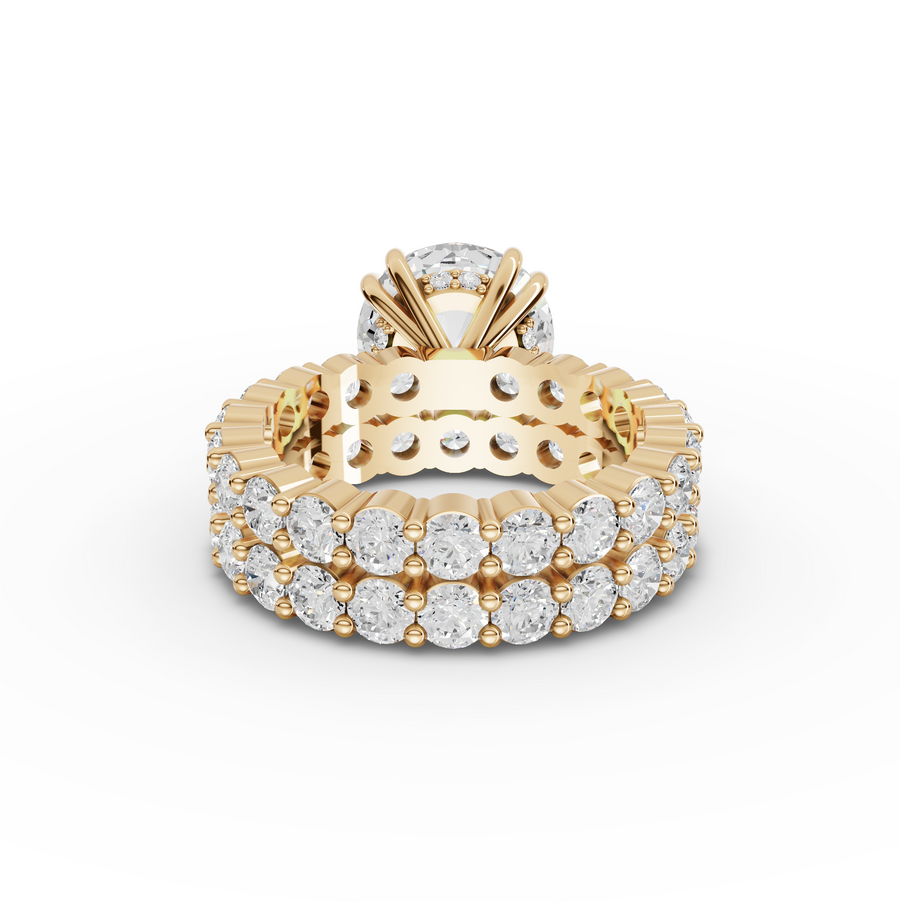 7.97 Ct Round Lab Diamond Full Eternity Ring with Hidden Halo 4.00 Ct Center