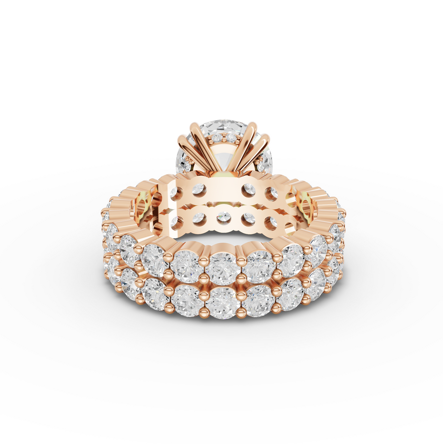 7.97 Ct Round Lab Diamond Full Eternity Ring with Hidden Halo 4.00 Ct Center