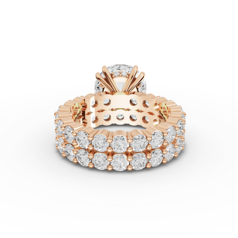 7.97 Ct Round Lab Diamond Full Eternity Ring with Hidden Halo 4.00 Ct Center