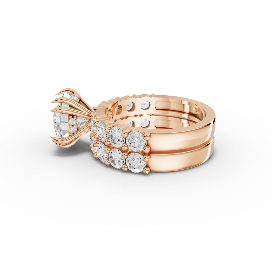 5.34 Ct Round Lab Diamond Half Eternity Ring with Hidden Halo 3.00 Ct Center