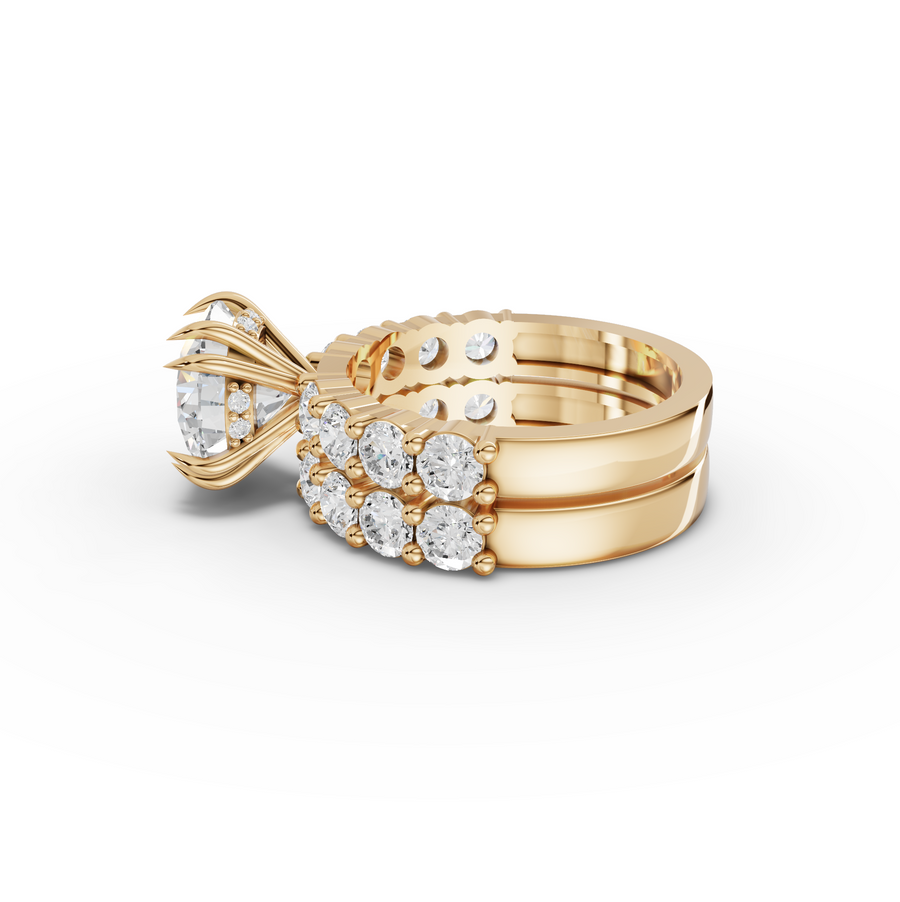 5.34 Ct Round Lab Diamond Half Eternity Ring with Hidden Halo 3.00 Ct Center