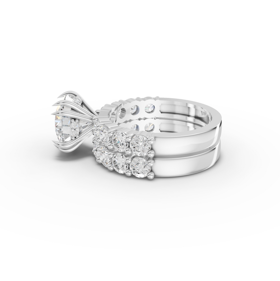 5.34 Ct Round Lab Diamond Half Eternity Ring with Hidden Halo 3.00 Ct Center
