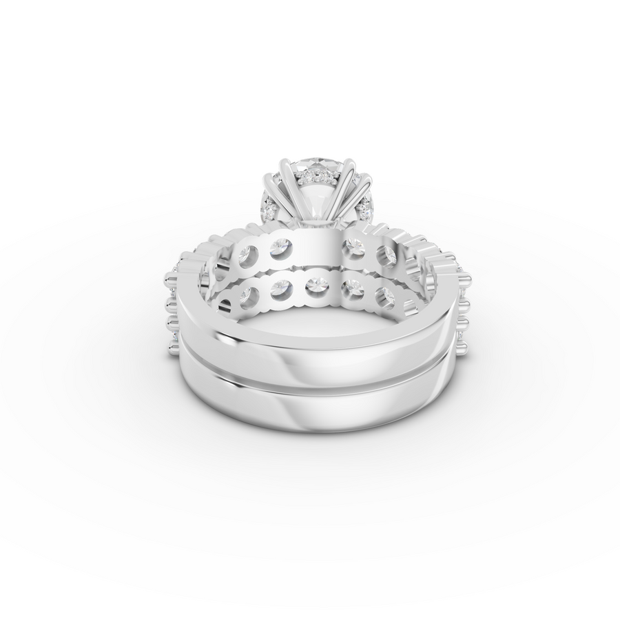 5.34 Ct Round Lab Diamond Half Eternity Ring with Hidden Halo 3.00 Ct Center