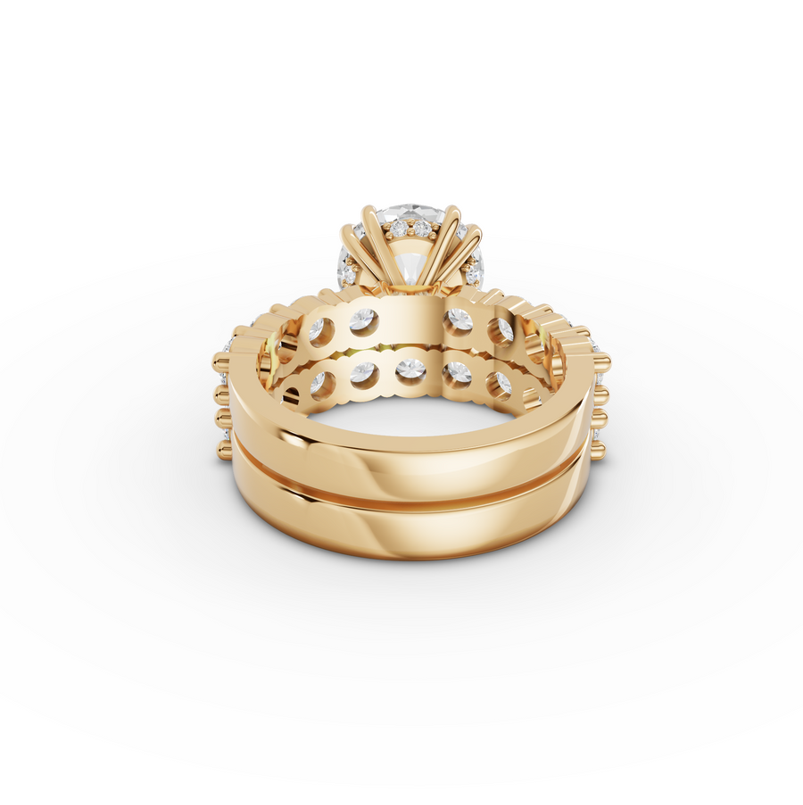 5.34 Ct Round Lab Diamond Half Eternity Ring with Hidden Halo 3.00 Ct Center