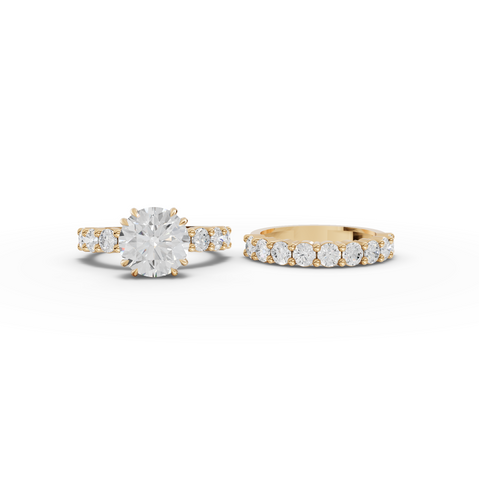 5.34 Ct Round Lab Diamond Half Eternity Ring with Hidden Halo 3.00 Ct Center
