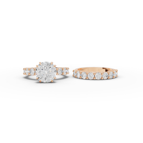 5.34 Ct Round Lab Diamond Half Eternity Ring with Hidden Halo 3.00 Ct Center
