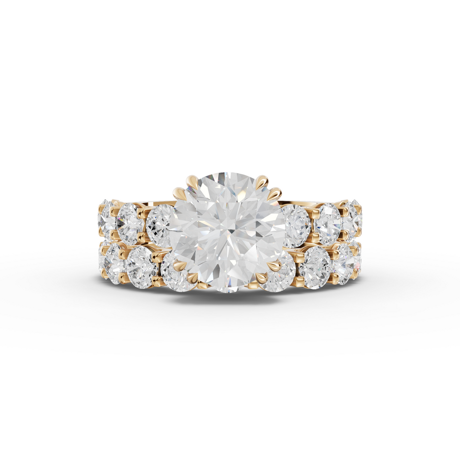 6.30 Ct Round Lab Diamond Half Eternity Ring with Hidden Halo 3.00 Ct Center