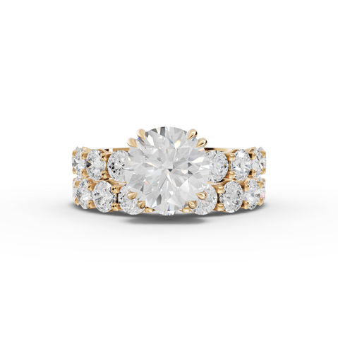 6.30 Ct Round Lab Diamond Half Eternity Ring with Hidden Halo 3.00 Ct Center