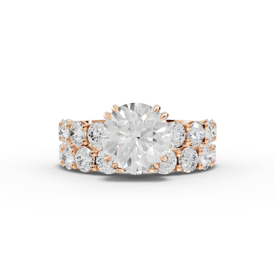 6.30 Ct Round Lab Diamond Half Eternity Ring with Hidden Halo 3.00 Ct Center