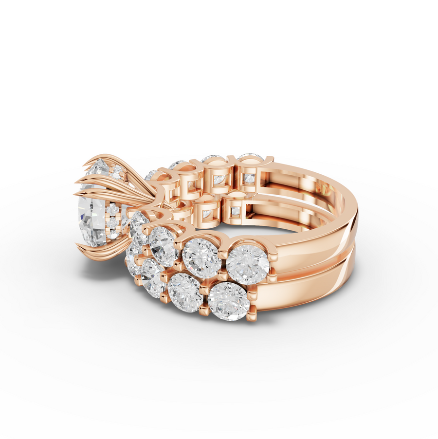 6.30 Ct Round Lab Diamond Half Eternity Ring with Hidden Halo 3.00 Ct Center