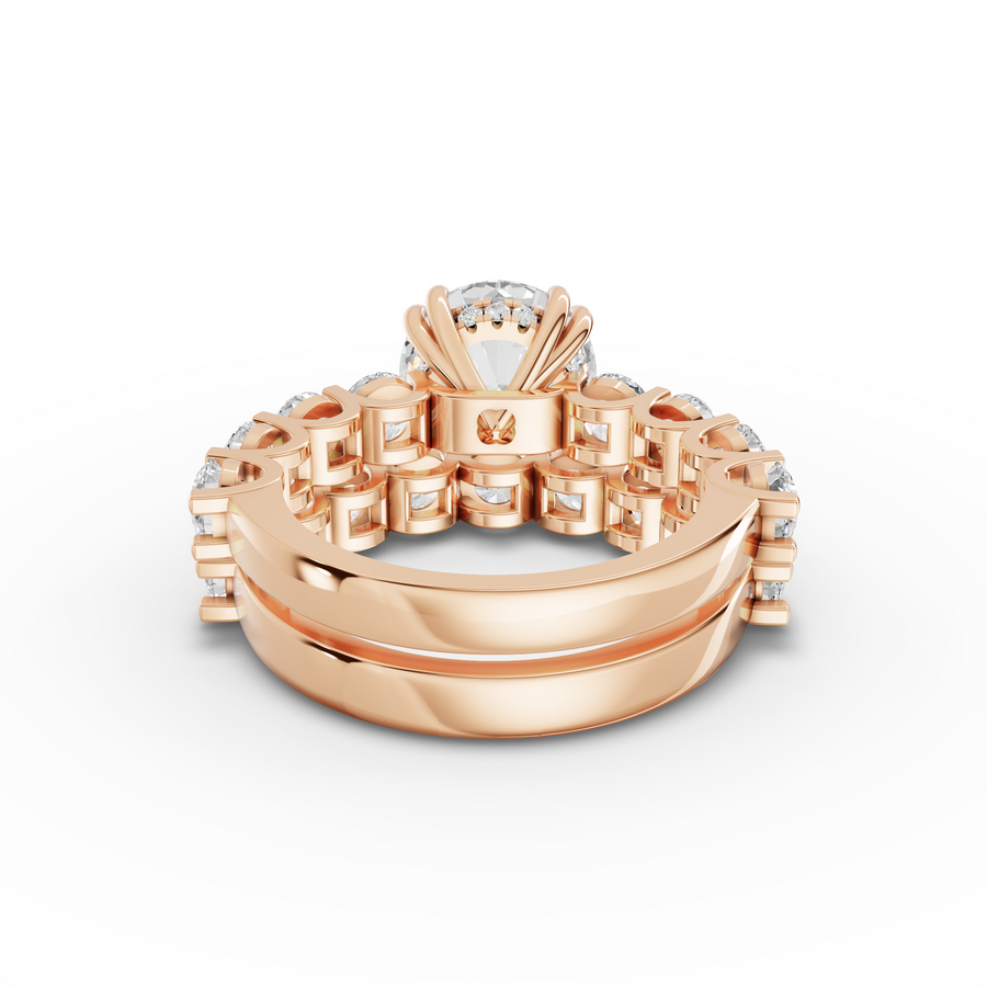 6.30 Ct Round Lab Diamond Half Eternity Ring with Hidden Halo 3.00 Ct Center
