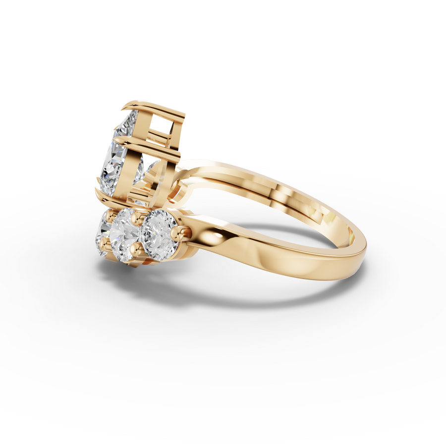 2.53 Ct Pear Lab Diamond Five Stone Statement Ring 1.00 Ct Center