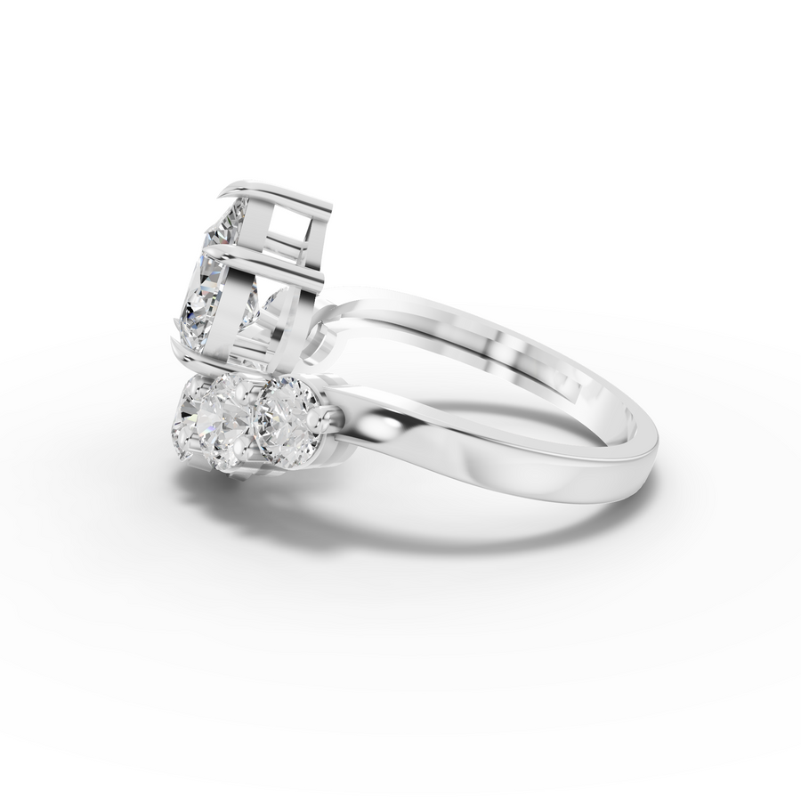 2.53 Ct Pear Lab Diamond Five Stone Statement Ring 1.00 Ct Center